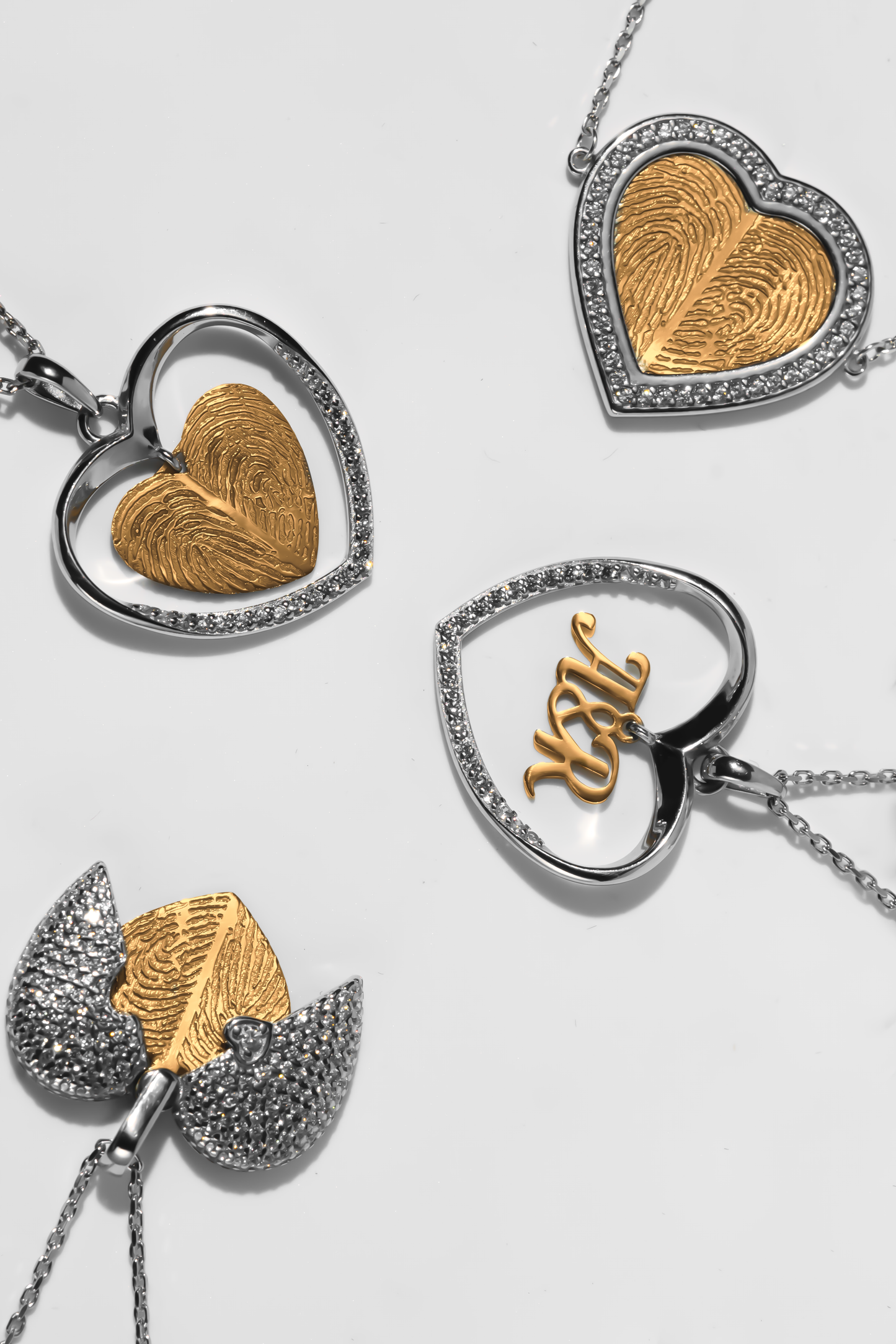 Heart Bracelet Fingerprint with CZ Stones