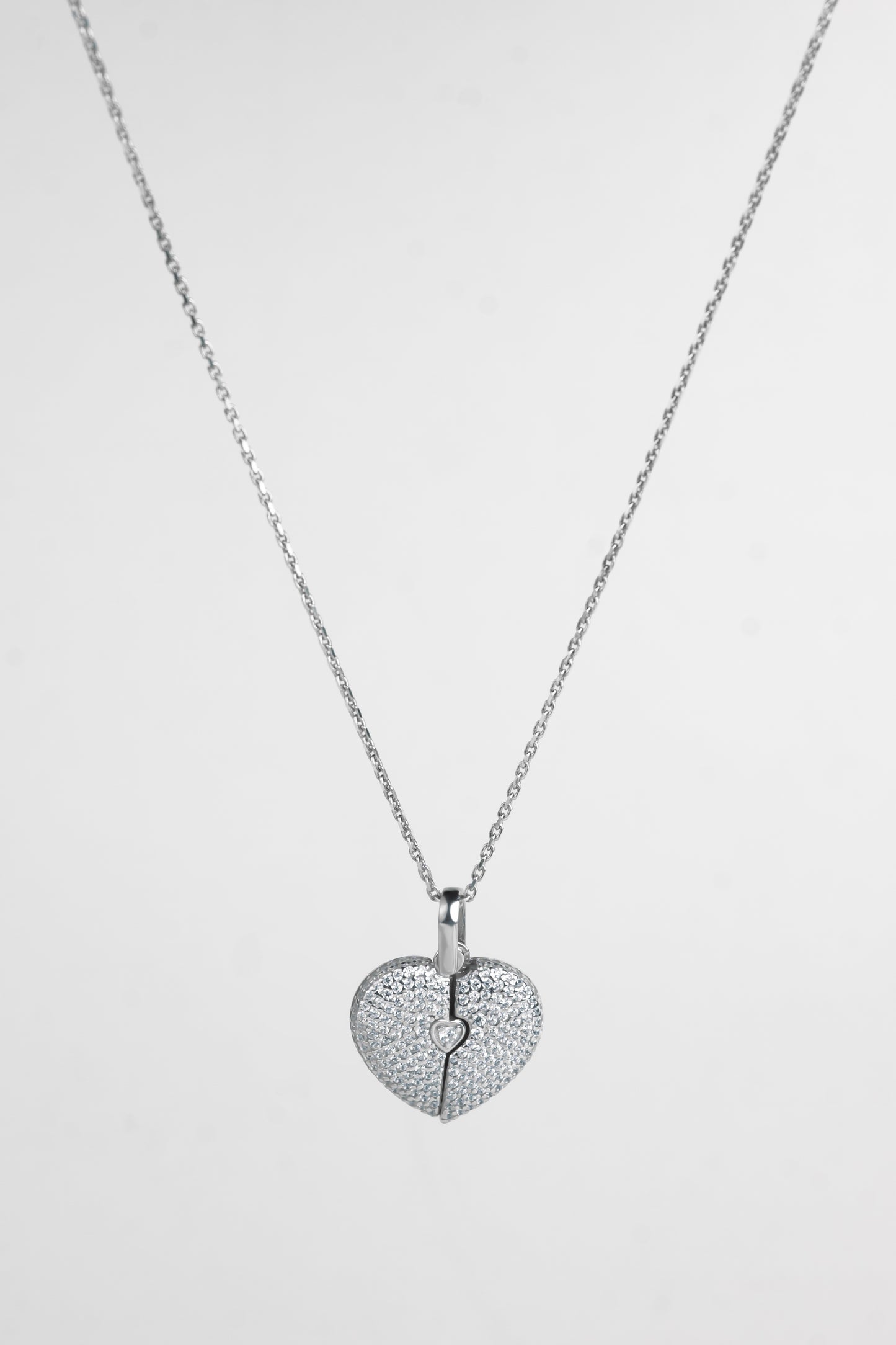 Diamond Heart Fingerprint Necklace CZ Stones