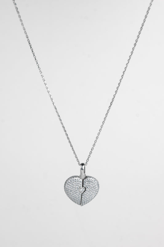 Diamond Heart Fingerprint Necklace CZ Stones