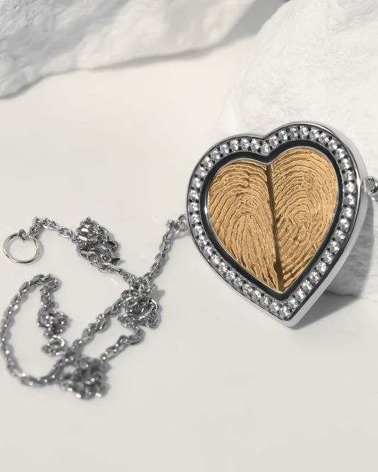 Heart Bracelet Fingerprint with CZ Stones