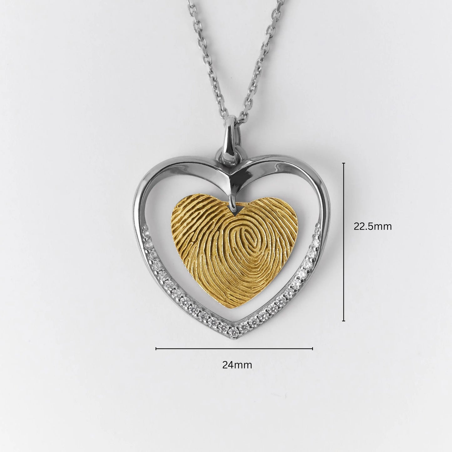 Heart Necklace with Initials CZ Stones