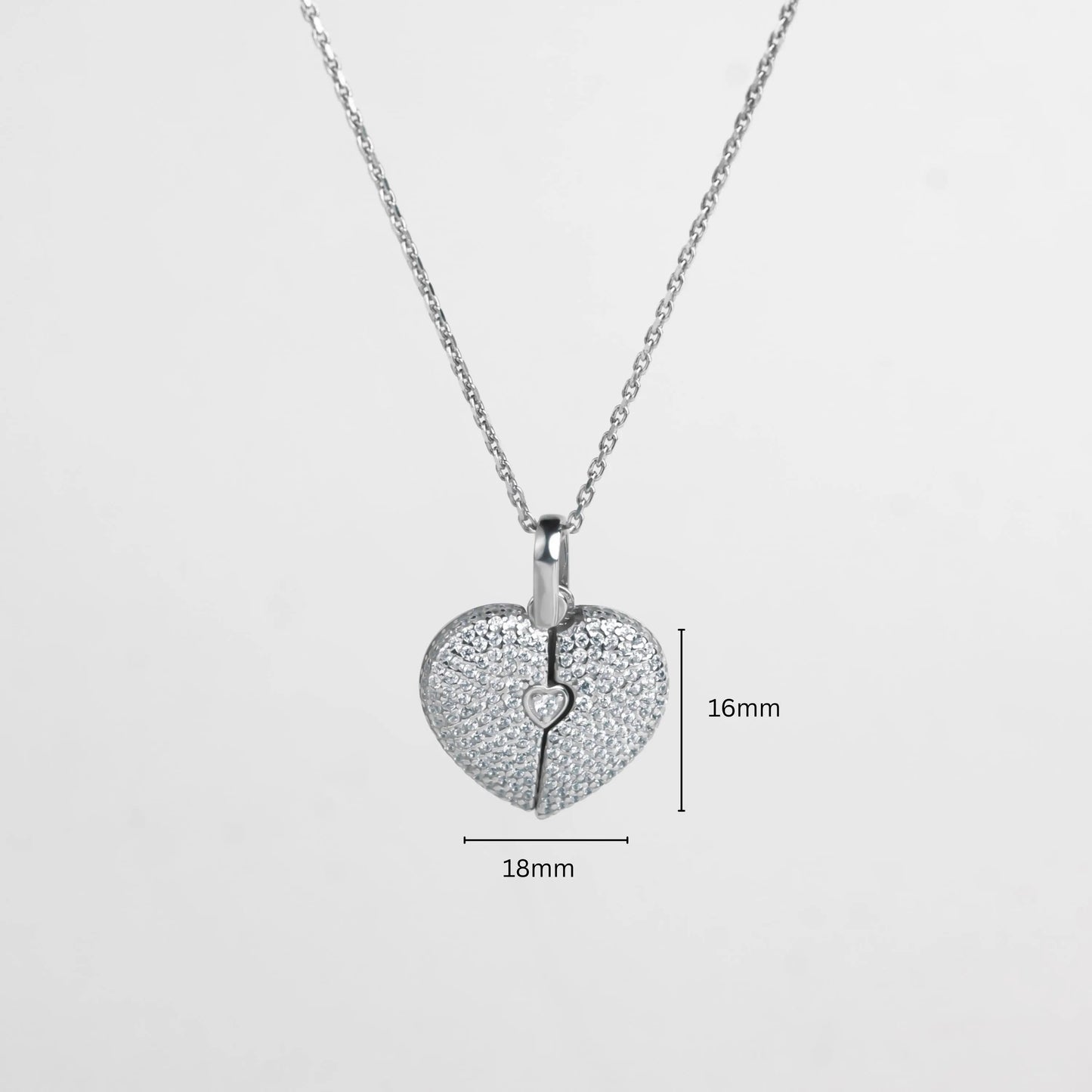 Diamond Heart Fingerprint Necklace CZ Stones